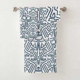 Toallas de baño blancas con líneas azules バスタオルセット