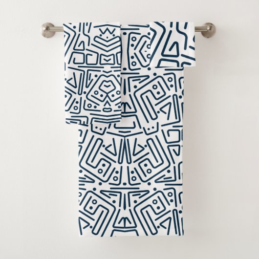 Toallas de baño blancas con líneas azules バスタオルセット (インサイチュ)