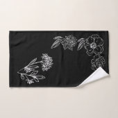 Toallas negras con flores blancas personalizables バスタオルセット (ハンドタオル)