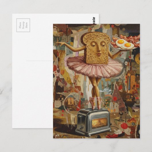 toast and ballet for breakfast surreal ポストカード (正面/裏面)