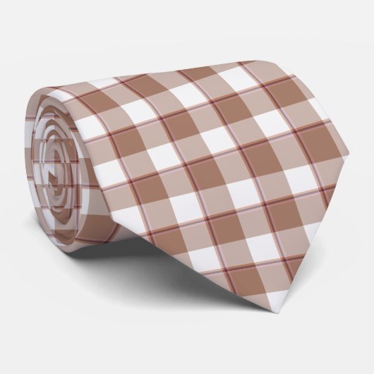 Toast Brown and Athens Gray Plaid Neck Tie ネクタイ (ロール)