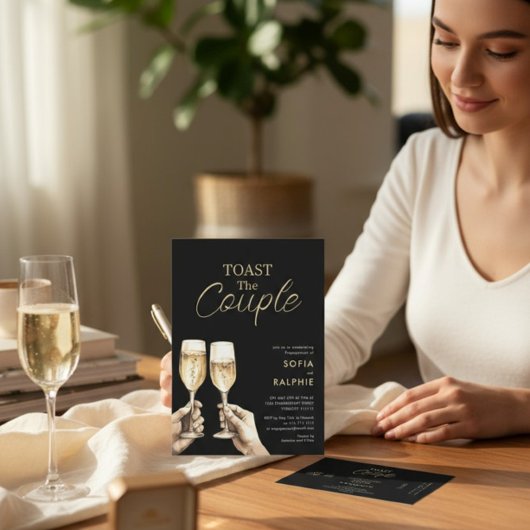 Toast The Couple Gold Script Engagement 招待状