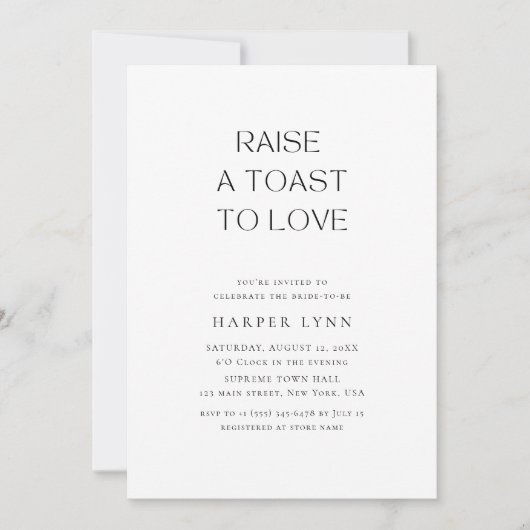 Toast to Love Boho素朴ブライダルシャワー写真 招待状 (正面)