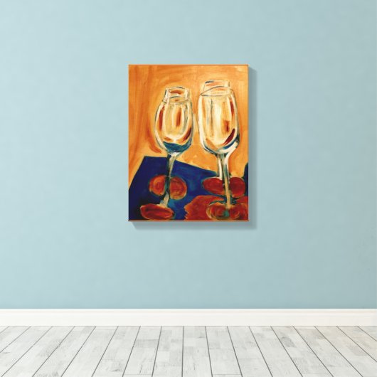 Toasting with Four Wine Glasses キャンバスプリント (インサイチュ (ウッドフロア))