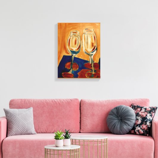 Toasting with Four Wine Glasses キャンバスプリント (インサイチュ (リビング))