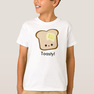 Toastyかわいいかわいい! トーストおよびバター女の子のTシャツ Tシャツ