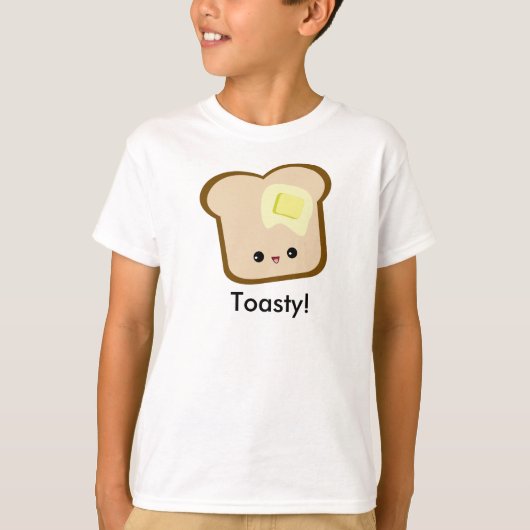 Toastyかわいいかわいい! トーストおよびバター女の子のTシャツ Tシャツ (正面)