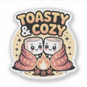 Toasty & Cozy – キャンプファイヤーによるキュートなマシュマロ シール (正面)