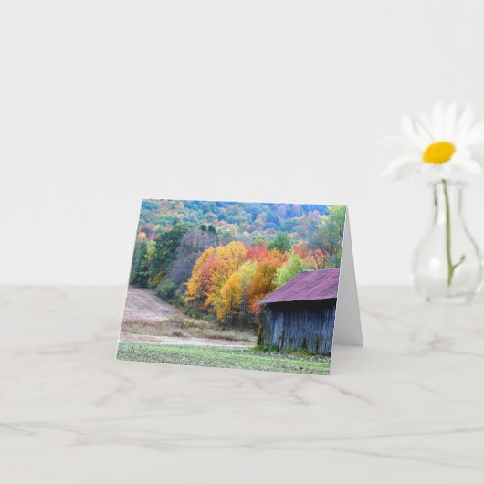 Tobacco Barn Fall Leaves Personalized Note カード (小さな植物)