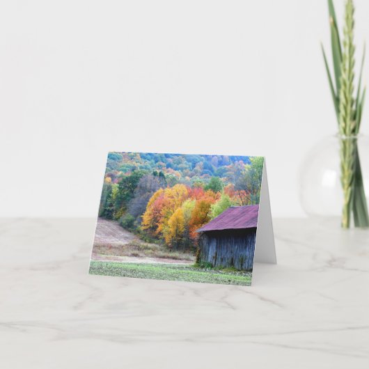 Tobacco Barn Fall Leaves Personalized Note カード (正面)