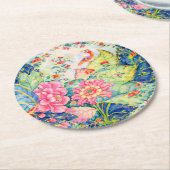 Tobacco Leaf China Pattern Inspired ラウンドペーパーコースター (アングル)
