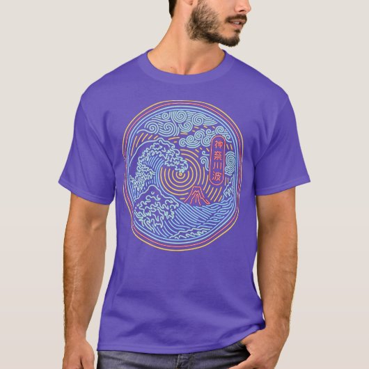 Tobe Fonsecaによるネオン神奈川波 Tシャツ (正面)