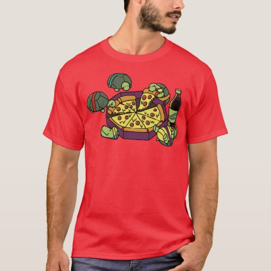 Tobe Fonsecaによるピザ好きのティーンエイジャーのカメ Tシャツ (正面)