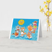 Tobiのテディー・ベアおよび友人 カード (黄色い花)