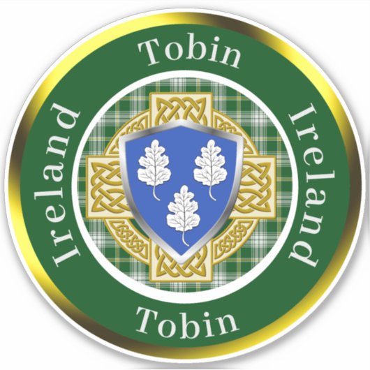 Tobin アイリッシュ シールド/ケルト十字 パーソナライズ シール (正面)