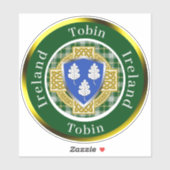 Tobin Irish Shield/Celtic Cross Personalized シール (シート)