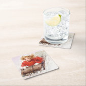 Tobogganのクリスマスのヴィンテージの女の子 スクエアペーパーコースター (インサイチュ)