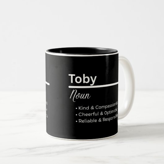 Toby Boy Name Definition Personalized Mug ツートーンマグカップ (正面右)