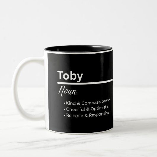 Toby Boy Name Definition Personalized Mug ツートーンマグカップ (左)