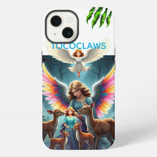 TOCOCLAWS 守護天使と森の鹿 ファンタジー iPhoneケース (裏面)