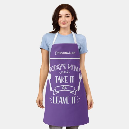 Todayメニュおもしろいー引用文ユーモアのある料理 エプロン (着用した状態)