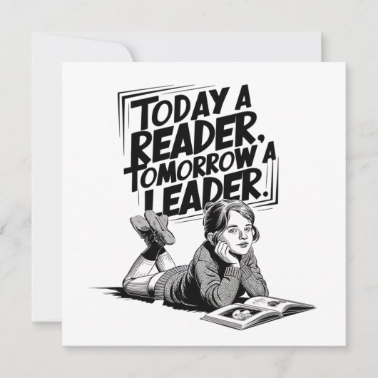 Today a Reader - Book Reading Girl - Bookworm Girl カード (正面)