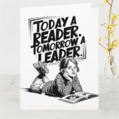Today a Reader - Book Reading Girl - Bookworm Girl カード (黄色い花)