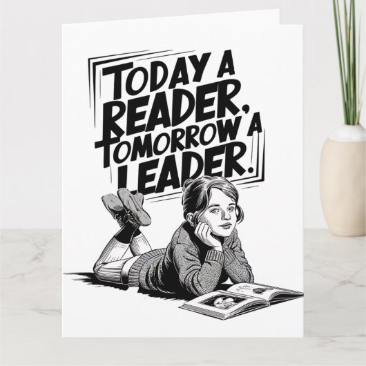 Today a Reader - Book Reading Girl - Bookworm Girl カード (正面)