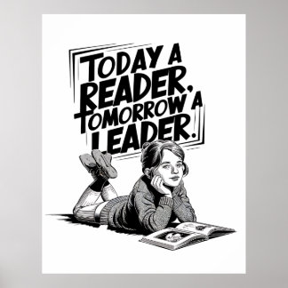 Today a Reader - Book Reading Girl - Bookworm Girl ポスター