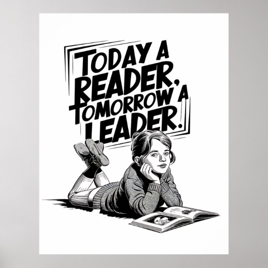 Today a Reader - Book Reading Girl - Bookworm Girl ポスター (正面)