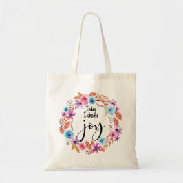 Today I choose Joy Inspirational Quote Pink Floral トートバッグ