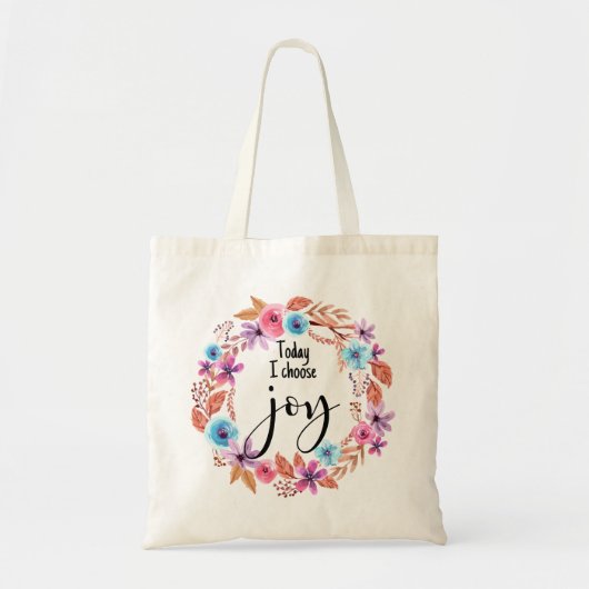 Today I choose Joy Inspirational Quote Pink Floral トートバッグ (正面)
