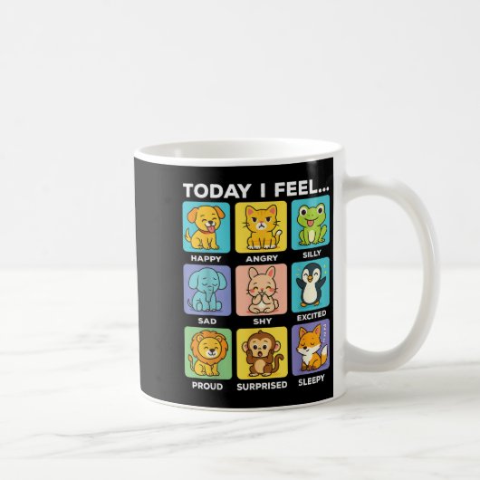 Today I Feel... Funny Animals Emotional Boxes Emot コーヒーマグカップ (右)