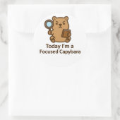 Today I’m a Focused Capybara – Kawaii Sticker ラウンドシール (バッグ)