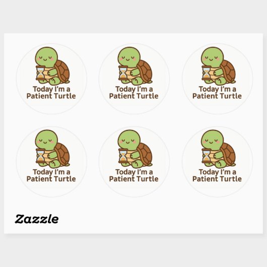 Today I’m a Patient Turtle – Kawaii Sticker ラウンドシール (シート)