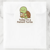Today I’m a Patient Turtle – Kawaii Sticker ラウンドシール (バッグ)