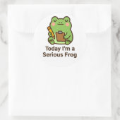 Today I’m a Serious Frog – Funny Kawaii Sticker ラウンドシール (バッグ)