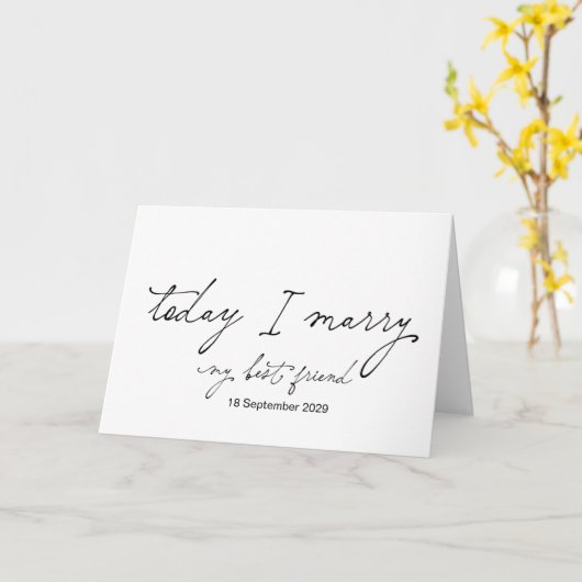 Today I Marry You Bride Groom Wedding Day カード (黄色い花)