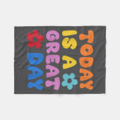 Today Is A Great Day Motivational Quotes Optimisti フリースブランケット (正面(横))