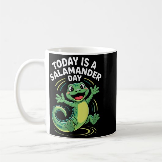 Today Is A Salamander Day Funny Cute Cartoon Herpe コーヒーマグカップ (左)