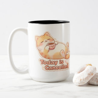 Today is Cancelled 怠惰なかわいい猫 コーヒーマグ ツートーンマグカップ