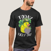 Today is My Ducky Lucky Day Yellow Leprechaun Rubb Tシャツ (正面)