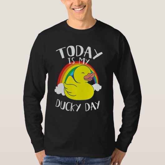 Today is My Ducky Lucky Day Yellow Rainbow Rubber Tシャツ (正面)