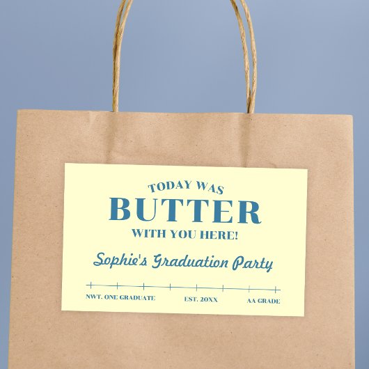 Today Was Butter With You Yellow & Blue Graduation 長方形シール