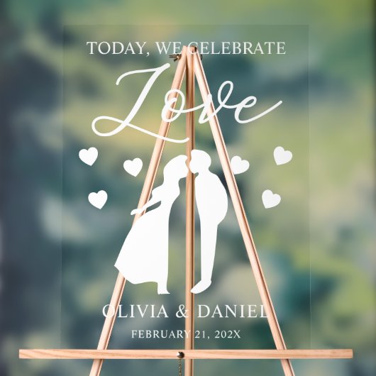 Today, We Celebrate Love Personalized Wedding アクリルサイン (ニュートラル)