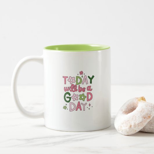 Today Will Be a Good Day Mug ツートーンマグカップ (ドーナツ)