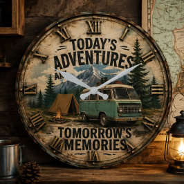 Today's Adventures Are Tomorrow's Memories Camper ラージ壁時計