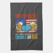 Today's Forecast Cornhole And Beer  キッチンタオル (縦)
