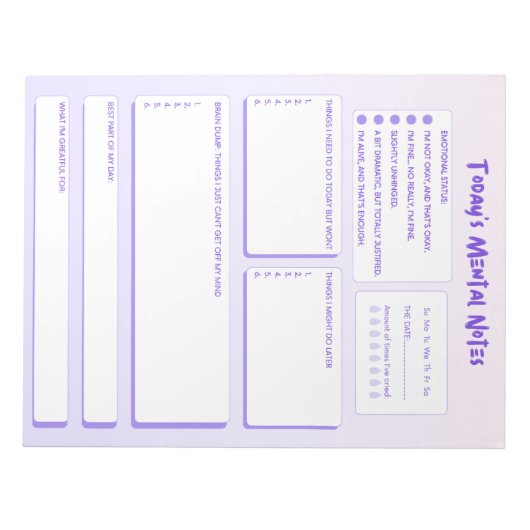 Today's Mental Notes Notepad  ノートパッド (正面)