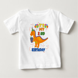 Toddl用かわいい第2の誕生日の恐竜パーティーTシャツ ベビーTシャツ